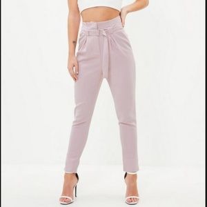 Missguided Pink Paperbag Cigarette Pants
